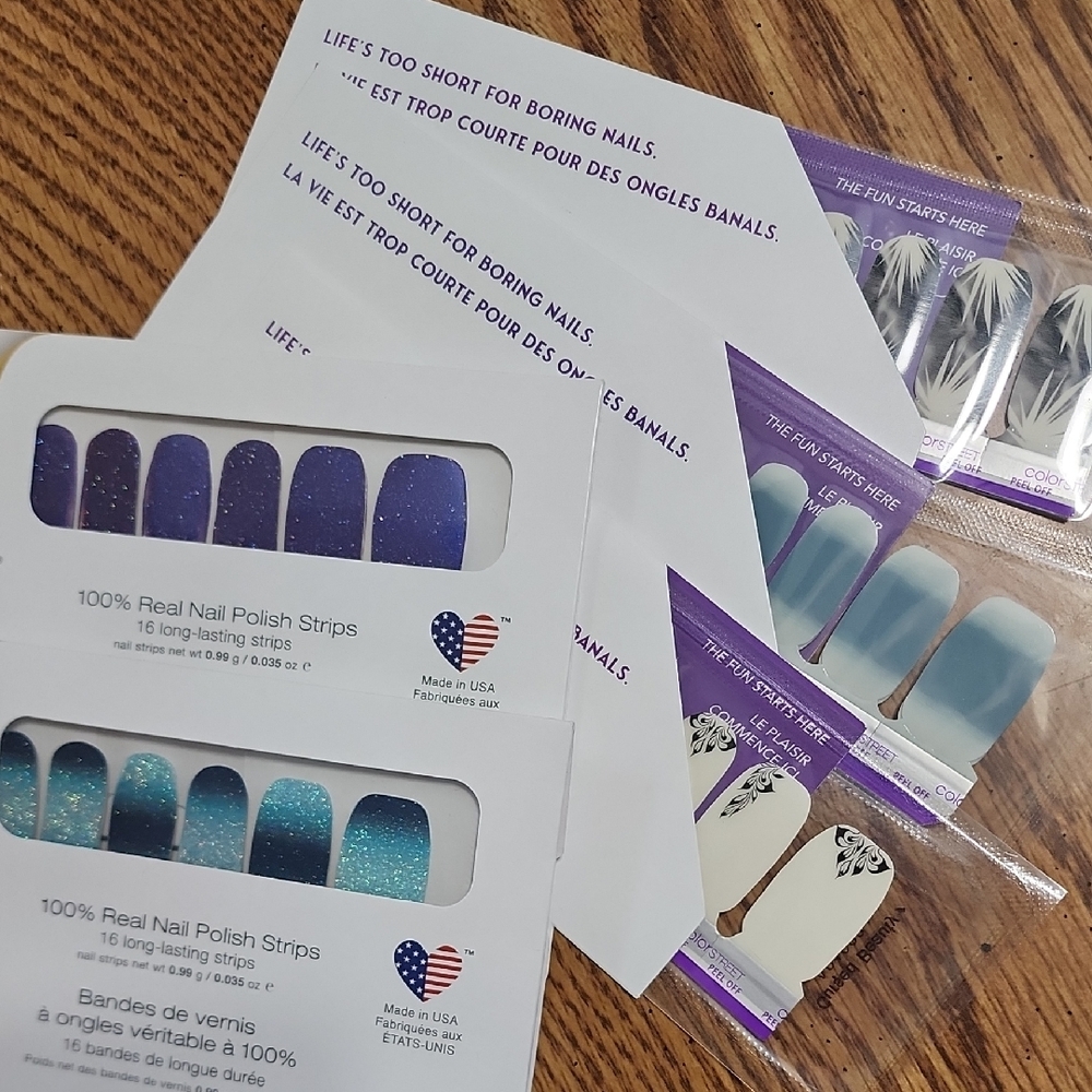 Color Street Blue and Purple Nail Art Strips Party Supplies